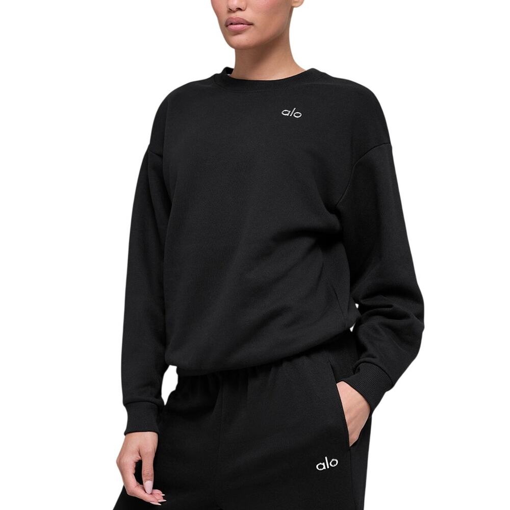 Alo Yoga Classic Black Accolade Crewneck Sweatshirt Size S